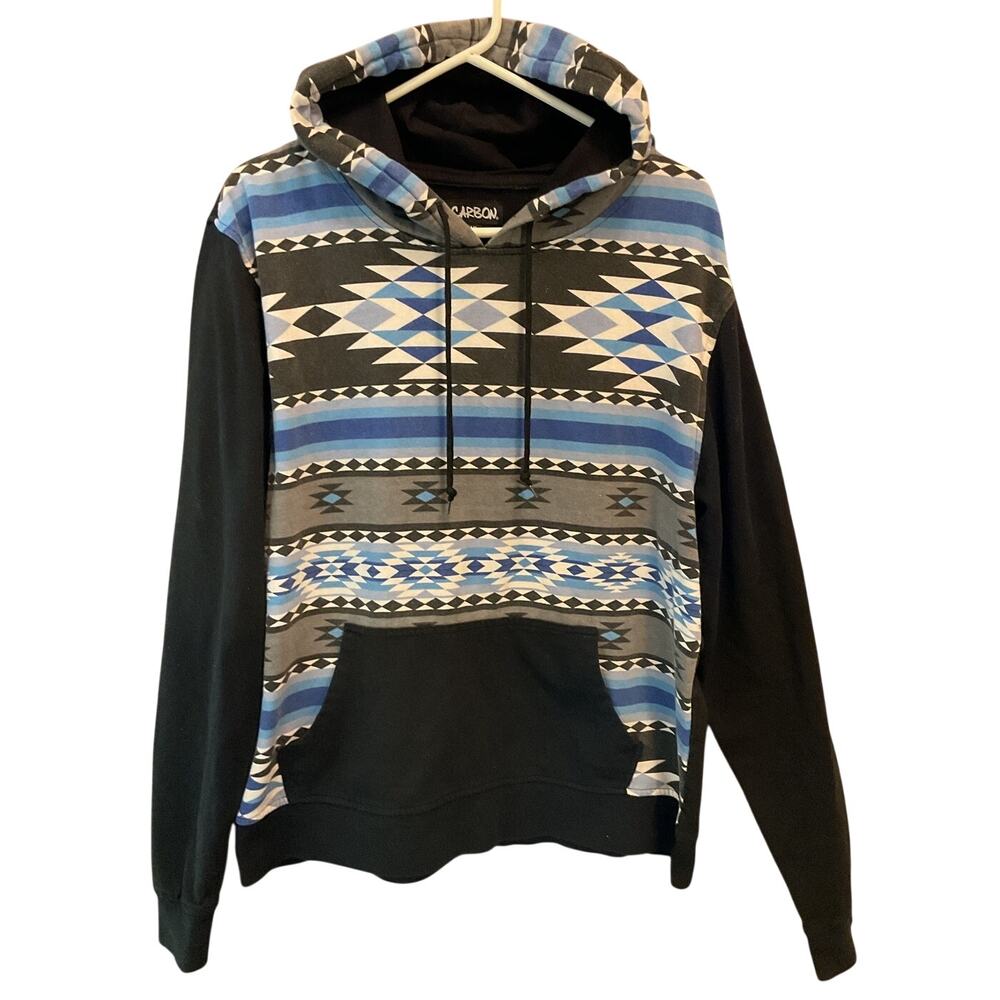 CARBON Southwest Design Hoodie Mens Size  XL Long Sleeve Pullover Aztec Print